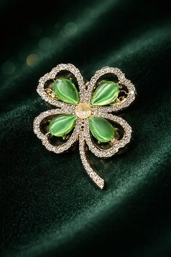 Crystal Four-Leaf Clover Brooch