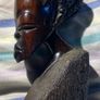 Vintage African Hand Carved Ebony Wood Bust Sculpture of a  Tribal Head Image 2