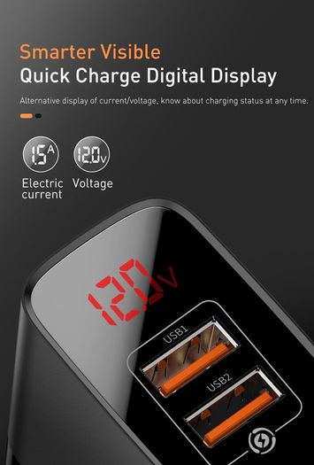 2 X Baseus QC 3.0 Dual USB Ports 18W Fast Wall Charger UK Plug (Brand New/Warranty)