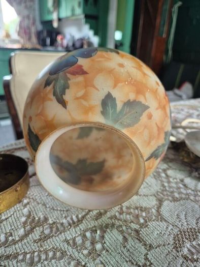 Handpainted Glass Globe shade Bellova Antique 1920s/30s Bellova Art Nouveau Czech glass globe shade