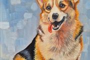 Happy Corgi - oil painting