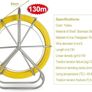 Fish Tape Fiberglass, 425 ft, 6mm, Cable Running Rod, Duct Rodder Fishtape Wire Puller with Steel Reel Stand, 3 Pulling Heads, Fishing Tools for Walls and Electrical Conduit, Non-Conductive Image 5