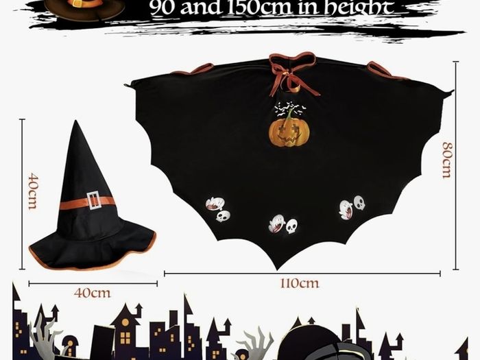Halloween Costume Children's Pumpkin Bat Cape with Hat for Halloween