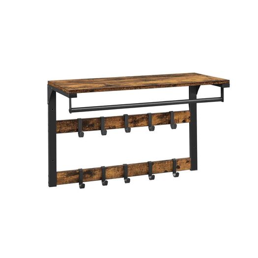 Wall Coat Rack with Shelf and 10 Removable Hooks