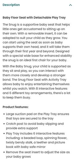 Snug Baby Floor Seat with Activity Tray - Blossom