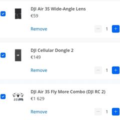 DJI Air 3s Fly More Combo RC2 + DJI Cellular 2 + Wide lenses