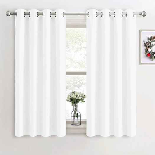 NEW SALE | White Blackout Curtains - Short Thermal Curtains Eyelet for Living Room Soft Small Window Kitchen Drapes, 46 x 54 inch, 2 Panels, Pure White