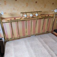 Sealy King Size Bed Base and Brass Headboard