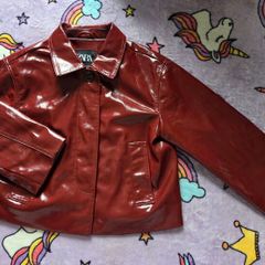 6-7years, Zara Red Faux Patent Leather Jacket