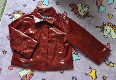 6-7years, Zara Red Faux Patent Leather Jacket