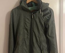 northface jacket grey with teal/mint