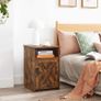 _Bedside Table with 1 Open Compartment and Door, Side Table for Bedroom, Living Room, Office, 40 x 40 x 60 cm, Vintage Brown Image 6
