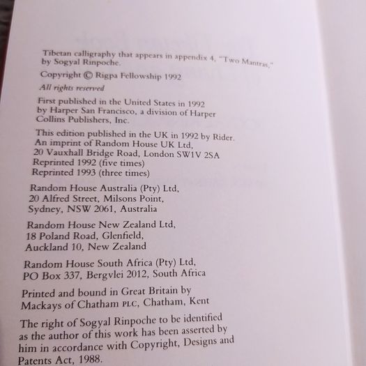 The Tibetan Book of Living & Dying/ 1993
