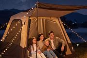 Camping Tent, 4 Person Inflatable Cabin Tent with Rechargeable Pump, TPU Air Tube &amp; 5 Large Mesh Windows, Portable Easy Setup Waterproof with Carry Bag for Family Outdoor Camping &amp; Hiking, Beige