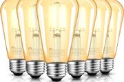 E27 Vintage Light Bulbs, Non-Dimmable, 2500K Warm White, 6.5W 60W Equivalent, Retro Amber Glass ST64 Filament LED Bulb, Edison Screw Cap, 15000Hours, 650 Lumens, Pack of 6