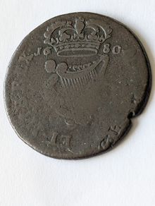1680 Irish Halfpenny,Charles 11.