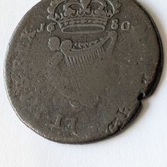 1680 Irish Halfpenny,Charles 11.