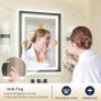 Black Bathroom Mirror with Led Lights 60x80cm, Antifog Vanity Mirror Black Frame Back and Front Lit 3 Colour Dimmable Illuminated Wall Mounted Rectangle Digital Mirrors Image 4