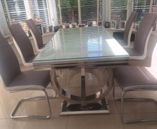 Marble top dining table with 6 chairs