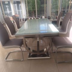 Marble top dining table with 6 chairs