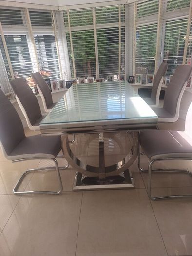 Marble top dining table with 6 chairs