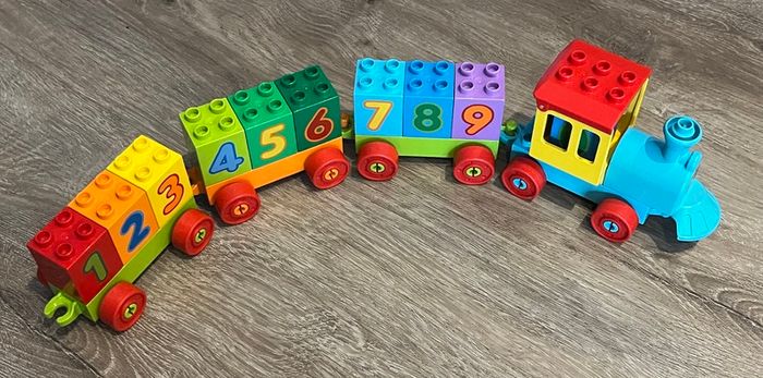 Duplo mixed set - train with number blocks, vehicles, animals, people