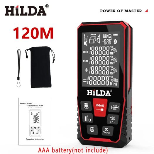 HILDA Laser Distance 120m CJ369 Rangefinder Profesional Meter Laser Range Finder Ruler Test Tool