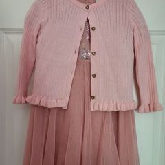Girls Dress & Cardigan 3-4yrs
