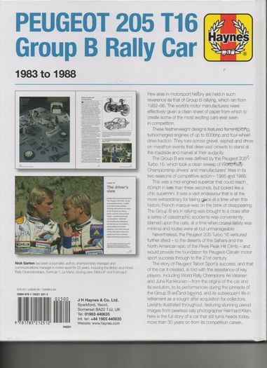 Peugeot 205 T16 Group B Rally Car 1983-1988 Enthusiast's Manual