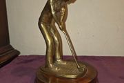 Vintage Solid Brass Golfer Statue