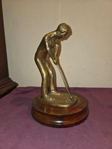 Vintage Solid Brass Golfer Statue