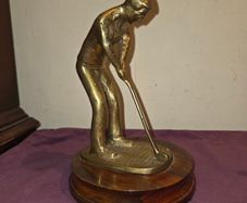 Vintage Solid Brass Golfer Statue