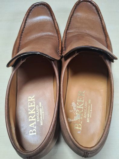 mens BARKER TORQUAY slip on shoes Brown Burnished Calf Size UK 7.5 EU 41.5 moccasin boat shoes