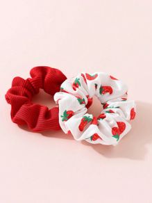 Strawberry Print Scrunchies Set