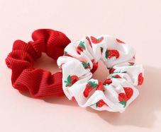 Strawberry Print Scrunchies Set
