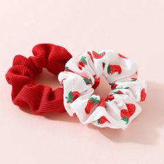 Strawberry Print Scrunchies Set