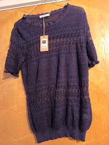 Gallery  Navy Pointelle Short Sleeved  jumper. S M-12/14.   B.N.W.T.