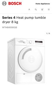 Heat pump tumble dryer 8 kg. Series 4  WTH84000GB