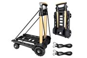 Folding Hand Truck, with Noiseless Wear-Resistant PU Tank Wheels and Adjustable Aluminum Alloy Drawbar