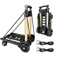 Folding Hand Truck, with Noiseless Wear-Resistant PU Tank Wheels and Adjustable Aluminum Alloy Drawbar