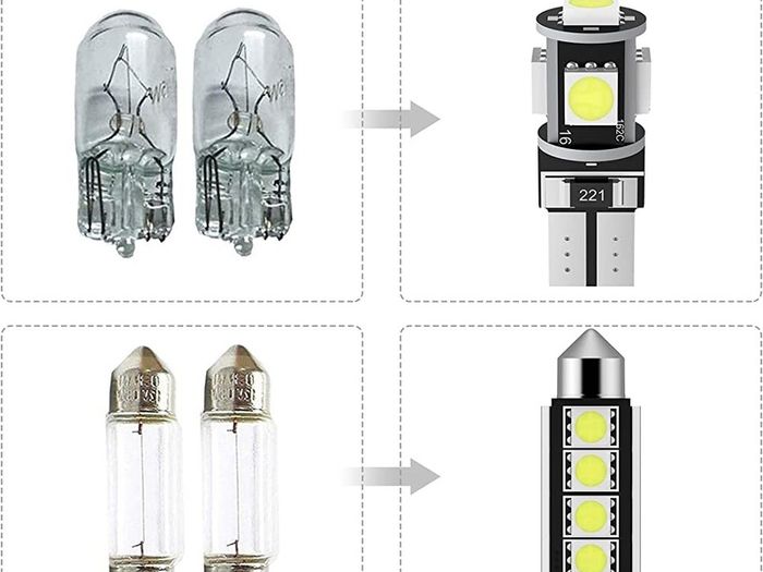 FREE SHIPPING 22PCs Can-bus Error Free LED SMD Bulbs Kit Set Spare Parts for Car Interior Dome Map Door Courtesy License Plate Lights Festoon C5W T10 168 194 2825 Xenon-White
