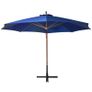 Hanging Parasol with Pole Azure Blue 3.5x2.9 m Solid Fir Wood Image 2
