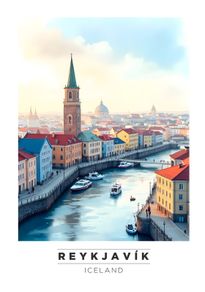 Reykjavik Wall Art Print, Travel Poster