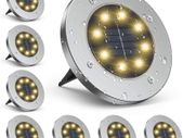 Solar Ground Lights for Outdoor, Infray Solar Disk Lights Garden Lights IP65 Waterproof LED Solar Lights 3000K Warm White Landscape Lighting for Garden Yard Lawn Patio Pathway (8 Pack)