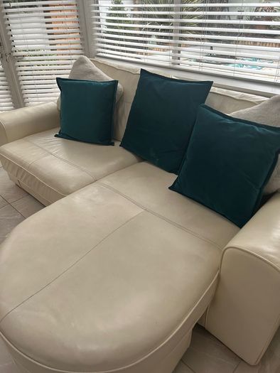 Cream Leather Sofa