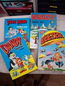 From The 1980's  4 X  Children Comic Annuals  Breezer , Dandy. Yogi Bear . Krazy