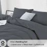 Bedding Set with Fitted Sheet - Double Duvet Cover with Pillowcases and 40cm Deep Pocket Bed Sheet Dark Grey 4 Pieces Bedding Set MULTIPLE SIZES AVAILABLE (FREE POSTAGE) Image 6