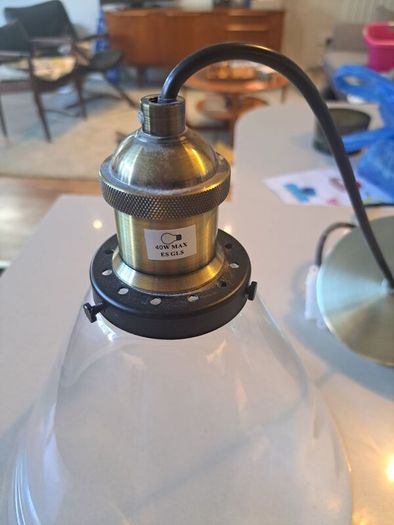 Brass ceiling light pendant with cone clear glass