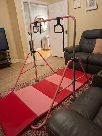 Gym bar and mat