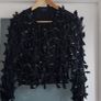 TOPSHOP black ribbon bow and beads crop jacket Sz 14 Image 2